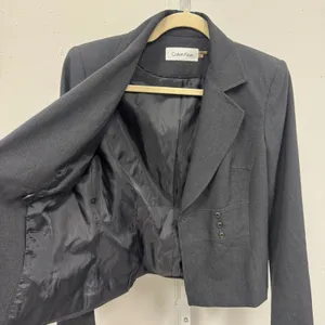 Calvin Klein Wool Blend Grey Single Bar Clasp Blazer Jacket‎ Size 2 Career thumbnail 3