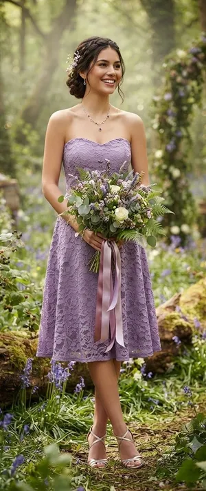 Davis bridal New no tags size 6 Strapless Lavender Lace A-Line Dress thumbnail 1