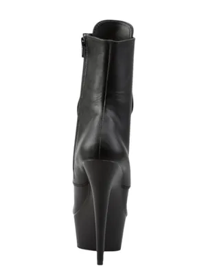 new Pleaser 𖤐 Delight 1020 Platform Stiletto Lace Up Boot 𖤐 Black Faux Leather thumbnail 5