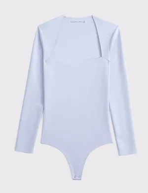 Abercrombie & Fitch Ava Bodysuit Womens Medium White Long Sleeve Strap thumbnail 1