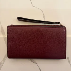 Kate Spade Burgundy Pebbled Leather Wristlet Wallet thumbnail 2