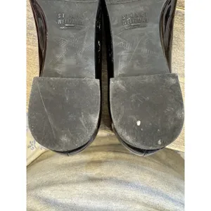 Stuart Weitzman Black Patent Ballet Slippers‎ Size 6.5 Silver Buckle 1/2" Heel thumbnail 6