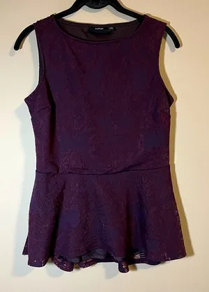 ‎✨ Apt. 9 Women’s Purple Peplum Blouse Small thumbnail 1