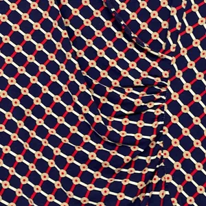 Talbots‎ Shirt Womens Large Blue Red V Neck Pullover Ruched Knit Stretch Classic thumbnail 2