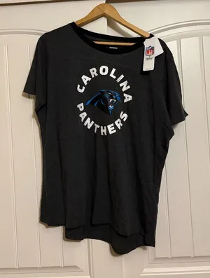 Carolina Panthers T Shirt Women 2XL Dark Gray NWT NEW NFL Team Apparel Crew Neck thumbnail 1