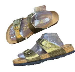 Papillio Sandals Women's Arizona Scale Pattern Metallic Gold Size 41 L10 M8 thumbnail 1