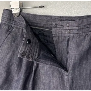 Express Chambray Linen Denim Short Size 12 Pleated Dark Blue Jean Mini 4" Preppy thumbnail 5