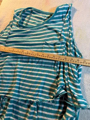 We The Free Teal and White Stripe Tank Hi-Lo Women’s Medium thumbnail 2