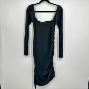 Tiger Mist Black Porto Long Sleeve Bodycon Ruched Mini Dress NEW SMALL thumbnail 4