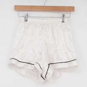 Unbranded Pajama Shorts Womens S White Leopard Jacquard Satin Piping Excellent thumbnail 2