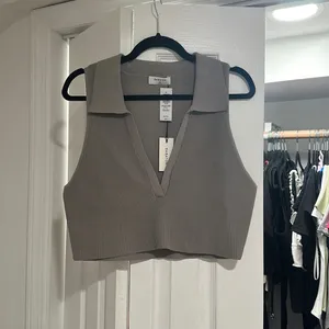 Babaton grey sculpt knit polo NWT thumbnail 2