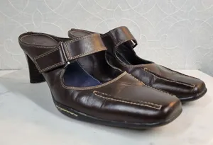 Aerosoles Two Beauty Womens 9.5 Brown Leather Mary Jane Square Toe Open Back thumbnail 2