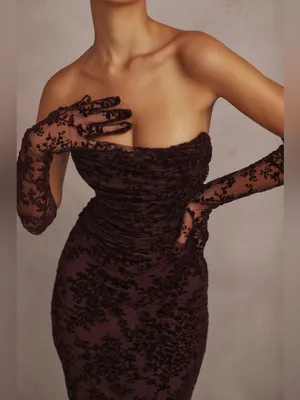 House of CB Isadora Black Cherry Devore Corset Dress XS thumbnail 3