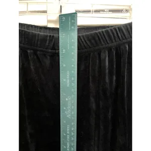 Juicy Couture Y2K Velour Straight Leg Pants Size L Logo Rhinestones Black EUC thumbnail 2