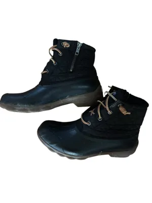 Sperry Women’s Black Quilted Duck Boots Lace Up Waterproof Rain Snow Boots 8 thumbnail 2