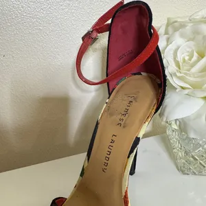 Chinese Laundry La Paz Black, White and Ginger Ankle Strap Heels thumbnail 6