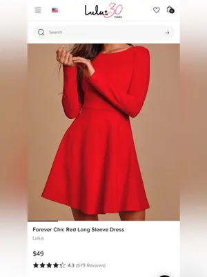 NWT Lulus Women’s Red Forever Chic Red Long SleeveMidi Dress Size Medium thumbnail 3