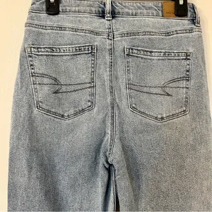 American Eagle Stretch Mom Straight Jeans Blue Denim Size 4 Long thumbnail 4
