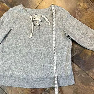 Old Navy Gray Lace Up Sweatshirt Large thumbnail 5