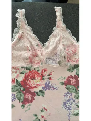 Flora Nikrooz Women's Lace Detail Floral Chemise Slip Nightgown – Size Large thumbnail 3