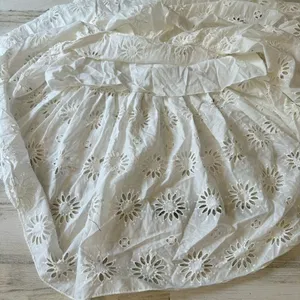 Zara Eyelet Cotton Midi Dress Puff Sleeve Belted Floral Ruffle Tiered Medium thumbnail 10