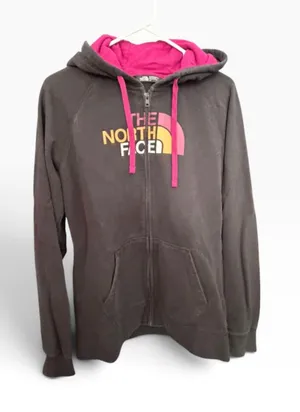 Women's The North Face Zip-Up Hoodie Black Pink Size L thumbnail 1