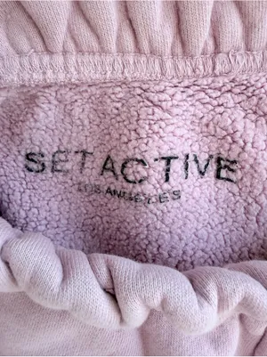 SET Active Pink French Terry Sweat Shorts Elastic Ruffle Waist Lounge USA S thumbnail 9