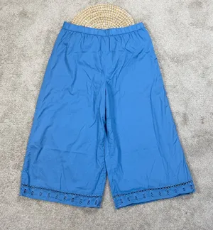 American Eagle Women’s Super Wide Leg Crop Pants Pull On in Blue XL thumbnail 1