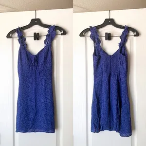 Reformation Dress Hilton Mini Floral Ruffle Wedding Summer‎ Hyacinth 2 GUC thumbnail 2