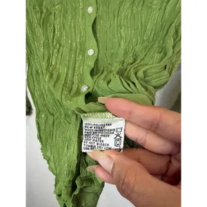 Jaipur Y2K Crinkle Green Tie Sleeve Button-Up Blouse Whimsical Fairycore M thumbnail 7