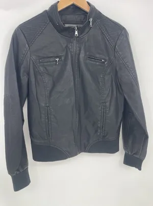 Ci Sono Women's Black Faux‎ Leather Jacket, Size XL But Fit Medium thumbnail 1