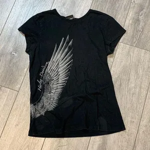 Vintage 2008 Harley-Davidson Black Angel Wings T-Shirt Size L thumbnail 1