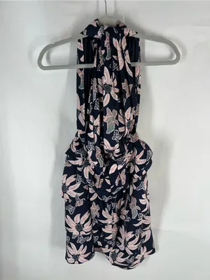 Outerknown Bailey Dress Size 2 Navy Floral Halter Ruffle Mini Dress NWT thumbnail 8