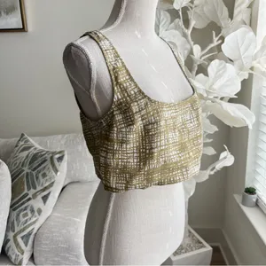 Reformation Olive Sleeveless Linen Crop Top In Size Small thumbnail 2