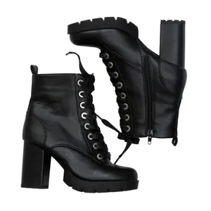 Sincerely Jules Racer Black Lace Up Combat Boots Chunky Heel Ankle Booties 6.5 thumbnail 4