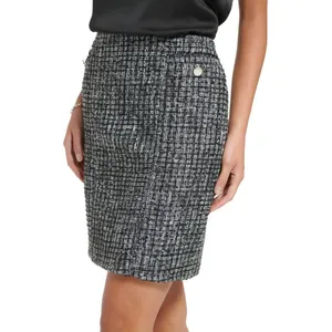 Calvin Klein Women's Tweed Miniskirt Skirt M2JNR343 Black / White 2 thumbnail 3