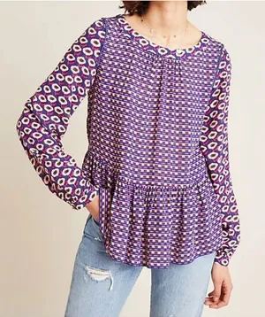 Maeve By Anthropologie Cheyenne Peplum Blouse, Size small thumbnail 1