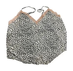 Victoria's Secret Leopard Print Lace Trim Camisole Top Gold Foil Dots Large thumbnail 1