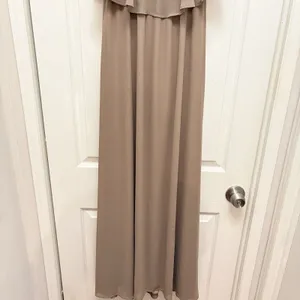Show Me Your Mumu Caitlin Ruffle Maxi Dress Cold Shoulder Gown Dune Chiffon M thumbnail 6