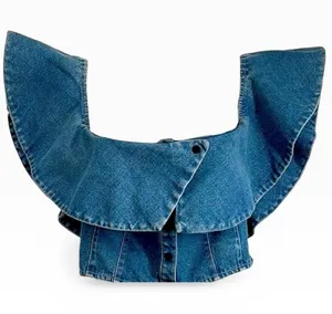 Apiece Apart Aleska Off The Shoulder Denim Crop Top Medium Wash Size 4‎ thumbnail 1