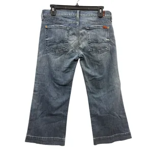 7 For All Mankind Dojo Cropped Flare Jeans Retro Y2K Boho Medium Wash Denim 28 thumbnail 2