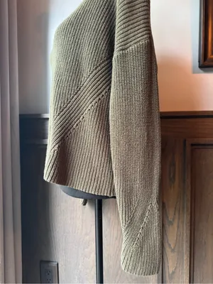 Lucky brand Lace-Back Chunky Knit Sweater - Olive thumbnail 6