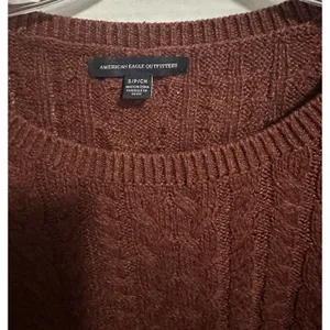 American Eagle Cable Knit Sweater Side Zipper Size‎ S Rust Color thumbnail 3