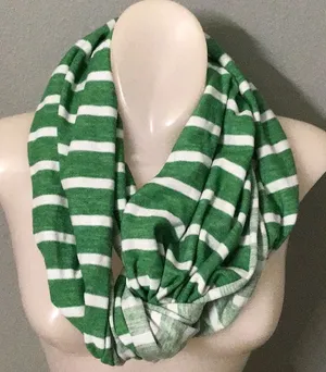 Levi’s Green & White Strip Cotton Infinity Scarf thumbnail 1