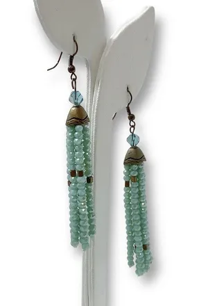 Boho Bohemian Beaded Tassel Drop Hook Retro Earrings thumbnail 4