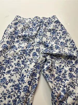 Lulu Mac Blue White Floral Womens XS Pull-on Cotton Pants Pockets Sleep Casual‎ thumbnail 13