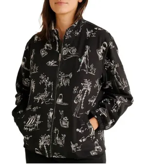 E.L.C.C. Size large vintage tropical themed oversized jacket. Black thumbnail 1