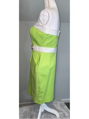NEW Antonio Melani Strapless Dress Size 6 Lime Green White thumbnail 12