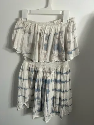 Blue Life White Tie-Die Strapless Romper thumbnail 2