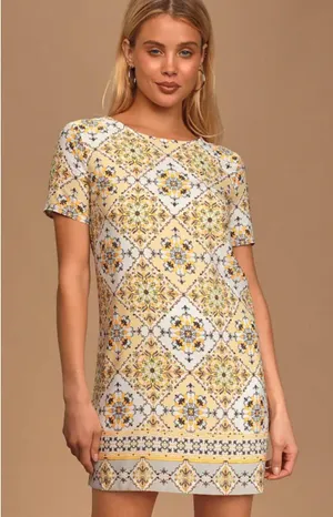 Dandy Lion Yellow Print Shift Dress thumbnail 2